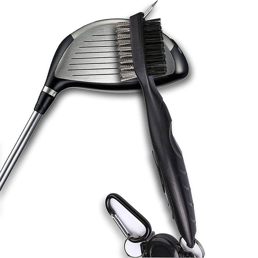 Premium Golf Towel & Club Cleaning Brush Kit | Tri-Fold Waffle Golf Towel & Groove Cleaner Brush | Essential Golf Accessory Set