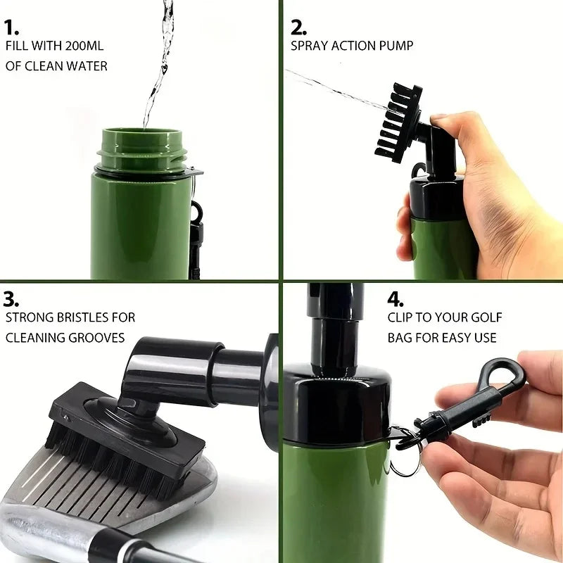 Golf Club Groove Cleaner – Brush with Leakproof Reservoir & Squeeze Tube
